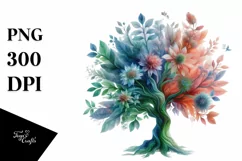 Abstract Vibrant Tree with Plant Leaves PNG Product Image 3