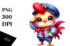 Vibrant Crazy Cute Rooster in Sailor Outfit PNG Product Image 1