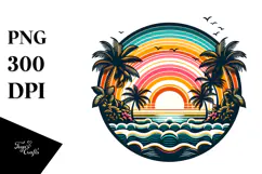 Tropical Rainbow Sunset Clipart PNG Product Image 1