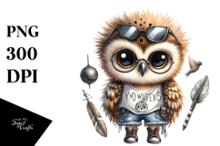 aCute Energetic Owl in Summer Clothes, PNG Product Image 1