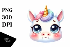 Colorful Expressive Baby Unicorn PNG Product Image 3