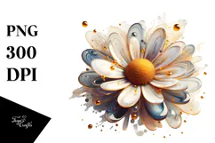 Daisy with Watercolor Splash PNG Product Image 1