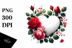 Digital Painting Heart with Roses PNG Product Image 1