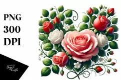 Digital Painting Heart with Roses PNG Product Image 1