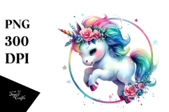 Colorful Baby Unicorn with Hoop PNG Product Image 1