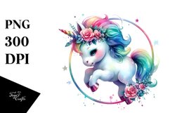 Colorful Baby Unicorn with Hoop PNG Product Image 3