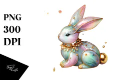 Colorful Pastel Bunny on Splashy Background PNG Product Image 1