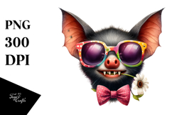 Goofy Bat Boy with Flower in Mouth PNG Product Image 1