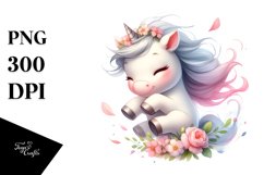 Cute Baby Unicorn Tumbling | Clipart Product Image 1