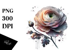 Shiny Ranunculus with Metallic Accents | Watercolor Design Product Image 1