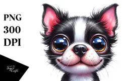 Watercolor Cute Boston Terrier, Transparent PNG Product Image 1