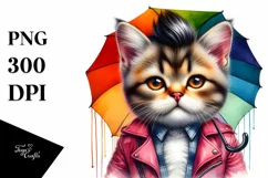 Contempt Cat with Umbrella, Transparent PNG Product Image 1