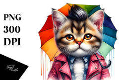 Contempt Cat with Umbrella, Transparent PNG Product Image 1