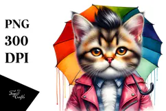 Contempt Cat with Umbrella, Transparent PNG Product Image 1