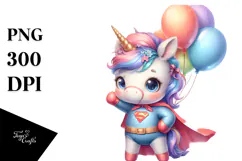 Cute Baby Unicorn Hero Clipart Product Image 1