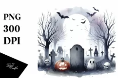Simplistic Haloween Scene TOMBSTONE PNG Product Image 1