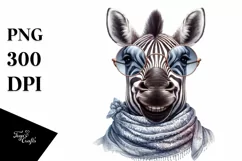 Funny Zebra Portrait Silk Scarf | Sublimation Clipart Product Image 3