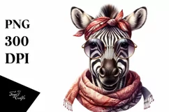 Funny Zebra Portrait Silk Scarf | Sublimation Clipart Product Image 3