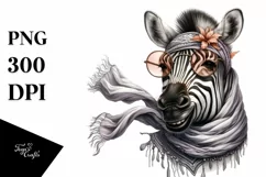 Funny Zebra Portrait Silk Scarf | Sublimation Clipart Product Image 3