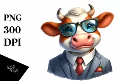 Funny Cow Suit Retro es | Sublimation Clipart Product Image 1