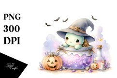Halloween Turtle with Witch Potion PNG Product Image 1