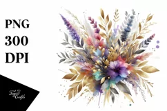 Colorful Abstract Bouquet with Lavender | Watercolor Art Product Image 1