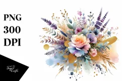 Colorful Abstract Bouquet with Lavender | Watercolor Art Product Image 1