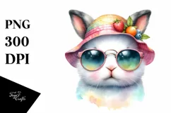 Colorful Cute Bunny with Sun es and Sun Hat Clipart Product Image 3