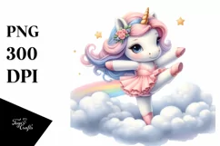 Watercolor Pastel Cute Baby Unicorn Posig as Dancer Clipart Product Image 3