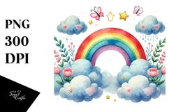 Cute Rainbow Between Clouds PNG Product Image 1
