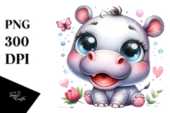Cute Baby Hippo with Goofy Smile PNG Product Image 1