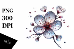 Shiny Glass Cherry Blossom Metalic Watercolor Product Image 1