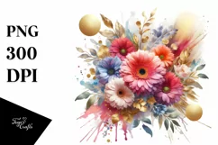 Colorful Bouquet with Gerbera | Sublimation Clipart Product Image 1