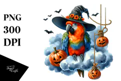 Parrot Dressed for Halloween, Festive PNG Product Image 1