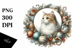 Vintage Christmas Cat PNG Product Image 1