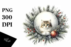 Vintage Christmas Cat PNG Product Image 1