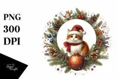 Vintage Christmas Cat PNG Product Image 3