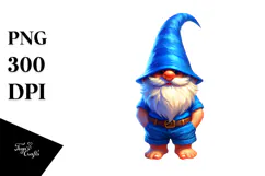 Digital Painting Gnome in Blue Accent Clothes PNG Product Image 1