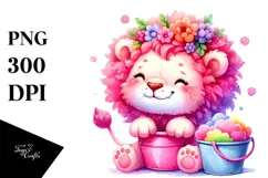 Cute Smiling Pink-Ish Lion PNG Product Image 1