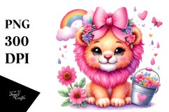 Cute Smiling Pink-Ish Lion PNG Product Image 1