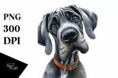 Watercolor Great Dane Thoughtful Smiling Clipart Product Image 3