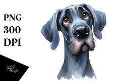 Watercolor Great Dane Thoughtful Smiling Clipart Product Image 1