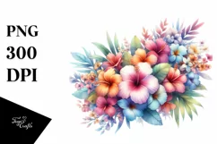 Abstract Colorful Hawayan Flowers PNG Product Image 3