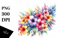 Abstract Colorful Hawayan Flowers PNG Product Image 3