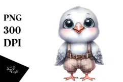 Baby Dove Standing Watercolor Clipart Product Image 1