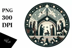 Retro Nativity Scene Christmas PNG Product Image 1