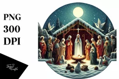 Simple Retro Christmas Nativity Scene PNG Product Image 1