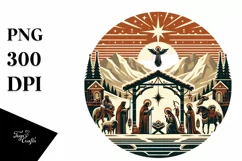 Simple Retro Christmas Nativity Scene PNG Product Image 1