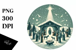 Simple Retro Christmas Nativity Scene PNG Product Image 1