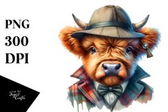 Investigative Baby Highland Cow PNG Product Image 3